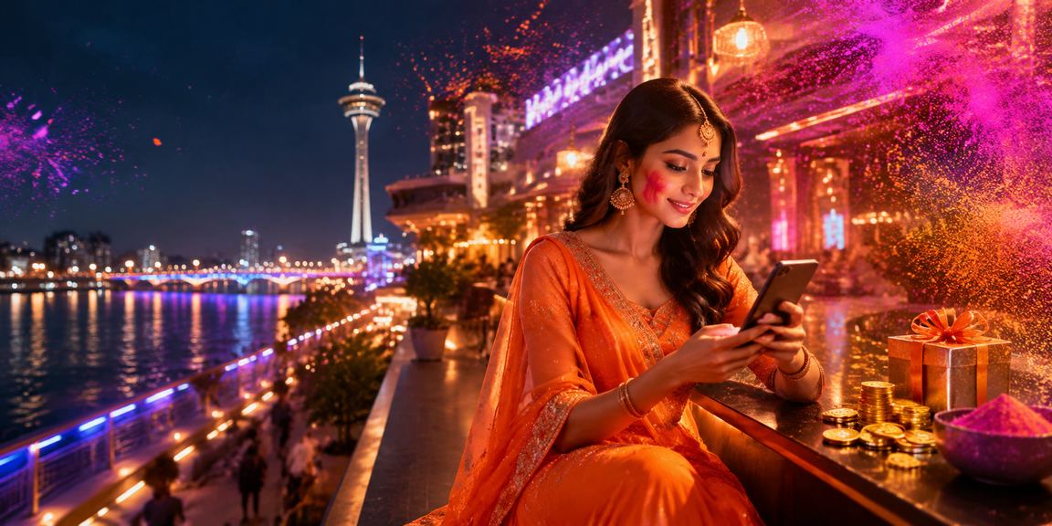 Ahmedabad riverfront casino app with Holi festival colors