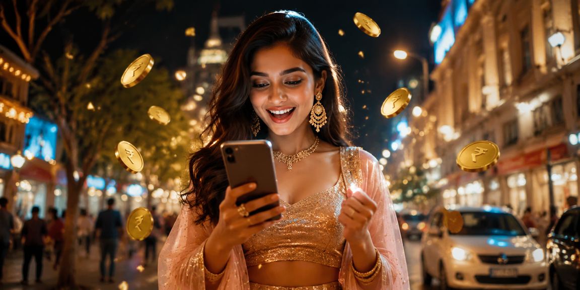 Mobile casino and betting scene in Bangalore MG Road with Indian Rupee symbol