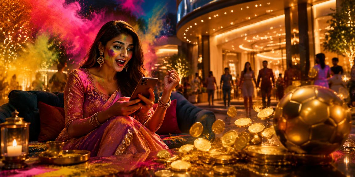 Football fans enjoying betting during Holi festival in India